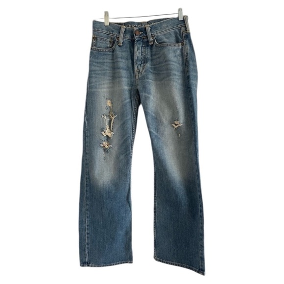 AMERICAN EAGLE Men’s‎ Blue Distressed Low Rise Boot Denim Jeans-Size 26x28 - Picture 1 of 4